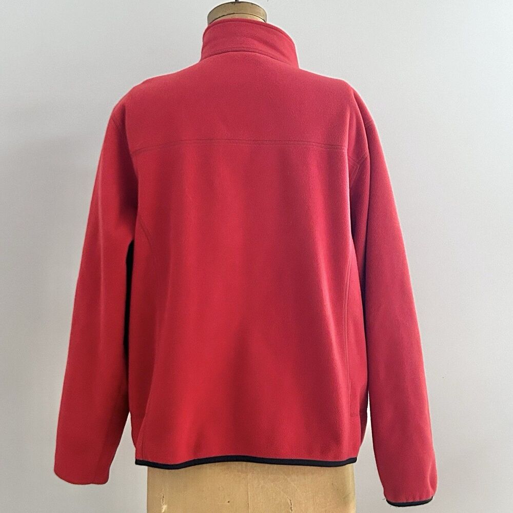L.L.Bean Women’s Red Full Zip Fleece Jacket Polartec Protek Outdoor L View 2